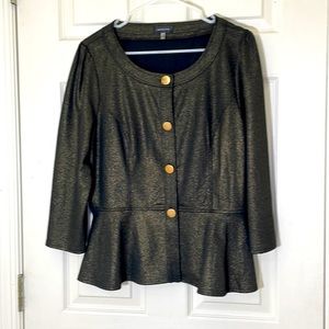 Women’s Black & Copper Shimmer Peplum Top Size XL